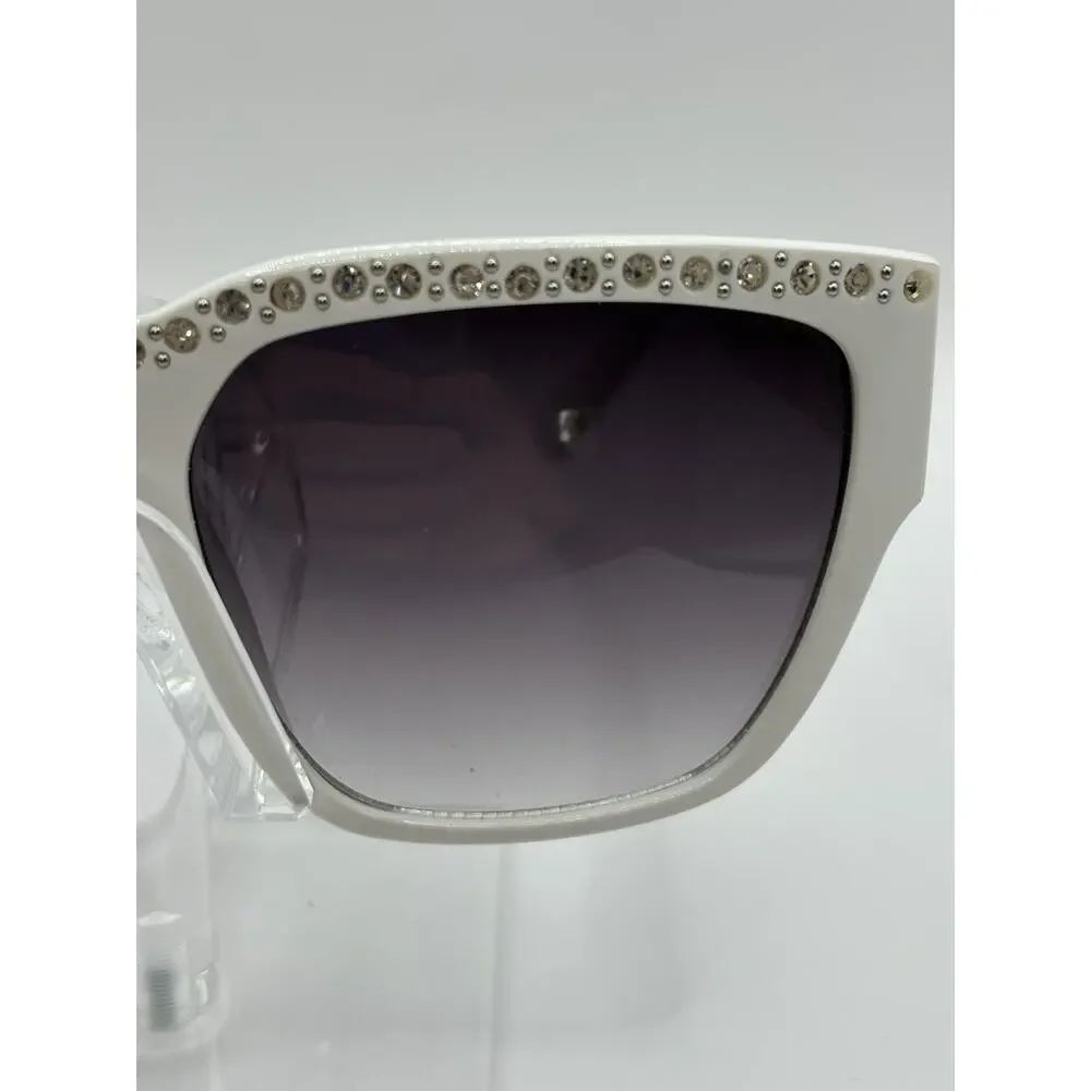 Steve Madden Oversized Sunglasses White Gradient Rhinestone Women SME93001